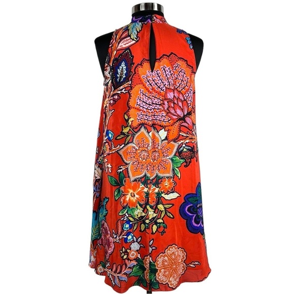 ANTHROPOLOGIE MAEVE LARKHILL SILK FLORAL PAISLEY SLEEVELESS SWING DRESS - Picture 4 of 14